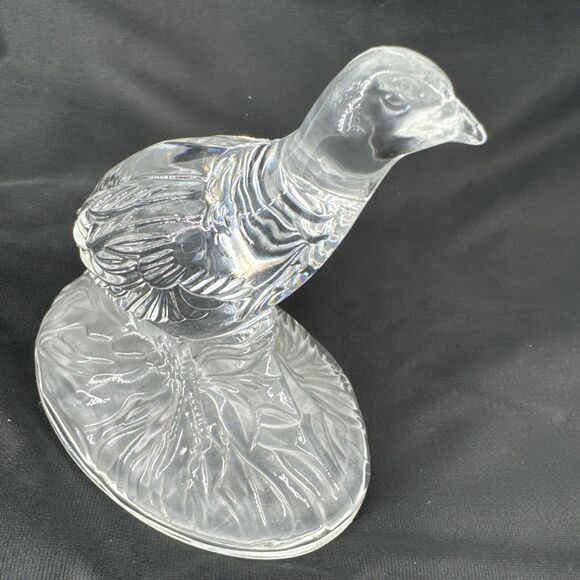 Crystal Red Grouse Figurine Glass Cristal D'Arques France Clear 5.5” T x 5.25”L - Picture 10 of 12